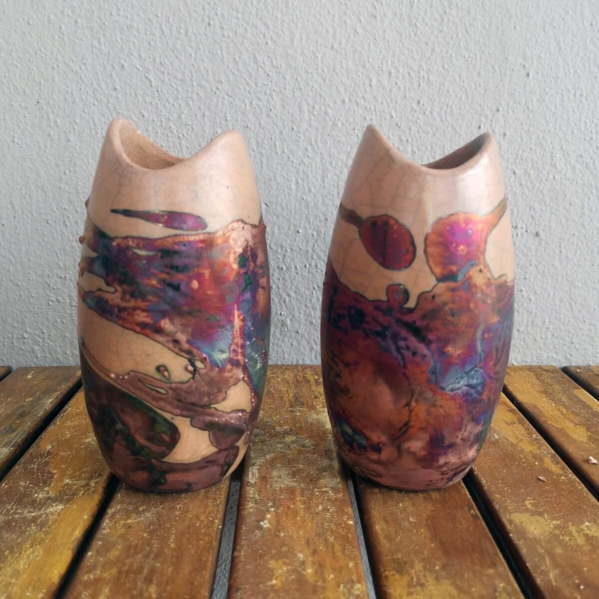 Raku pottery vase ceramic home decor 2 Pack Koi Ceramic Raku Vase - RAAQUU Basics handmade pottery home decor