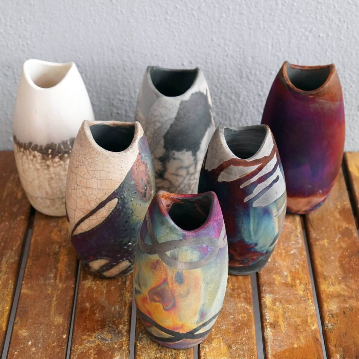 Raku pottery vase ceramic home decor 2 Pack Koi Ceramic Raku Vase - RAAQUU Basics handmade pottery home decor