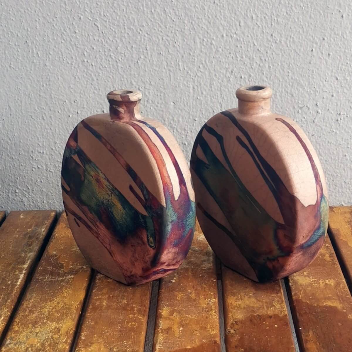 2 Pack Kumo raku pottery vases Unique Handmade ceramic pottery raku vases, urns, and home decor, sculptures, wall decor, gifts by Adil Ghani