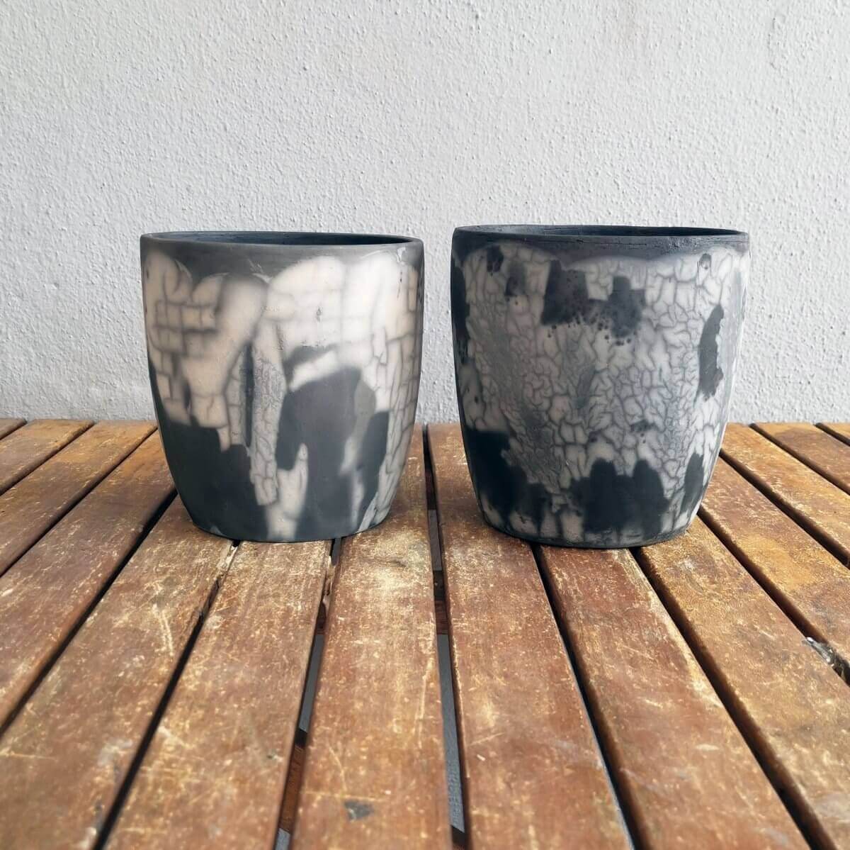 Raku pottery vase ceramic home decor 2 Pack Pottery Pot Seicho - Ceramic Home Decor Raku planter for Indoor plants, cactus, and succulents - handmade gift for her
