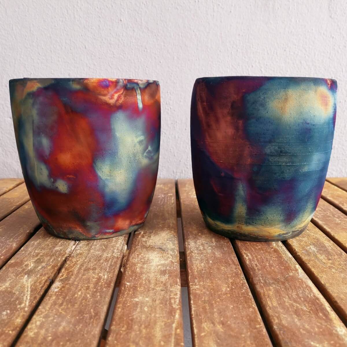 Raku pottery vase ceramic home decor 2 Pack Pottery Pot Seicho - Ceramic Home Decor Raku planter for Indoor plants, cactus, and succulents - handmade gift for her