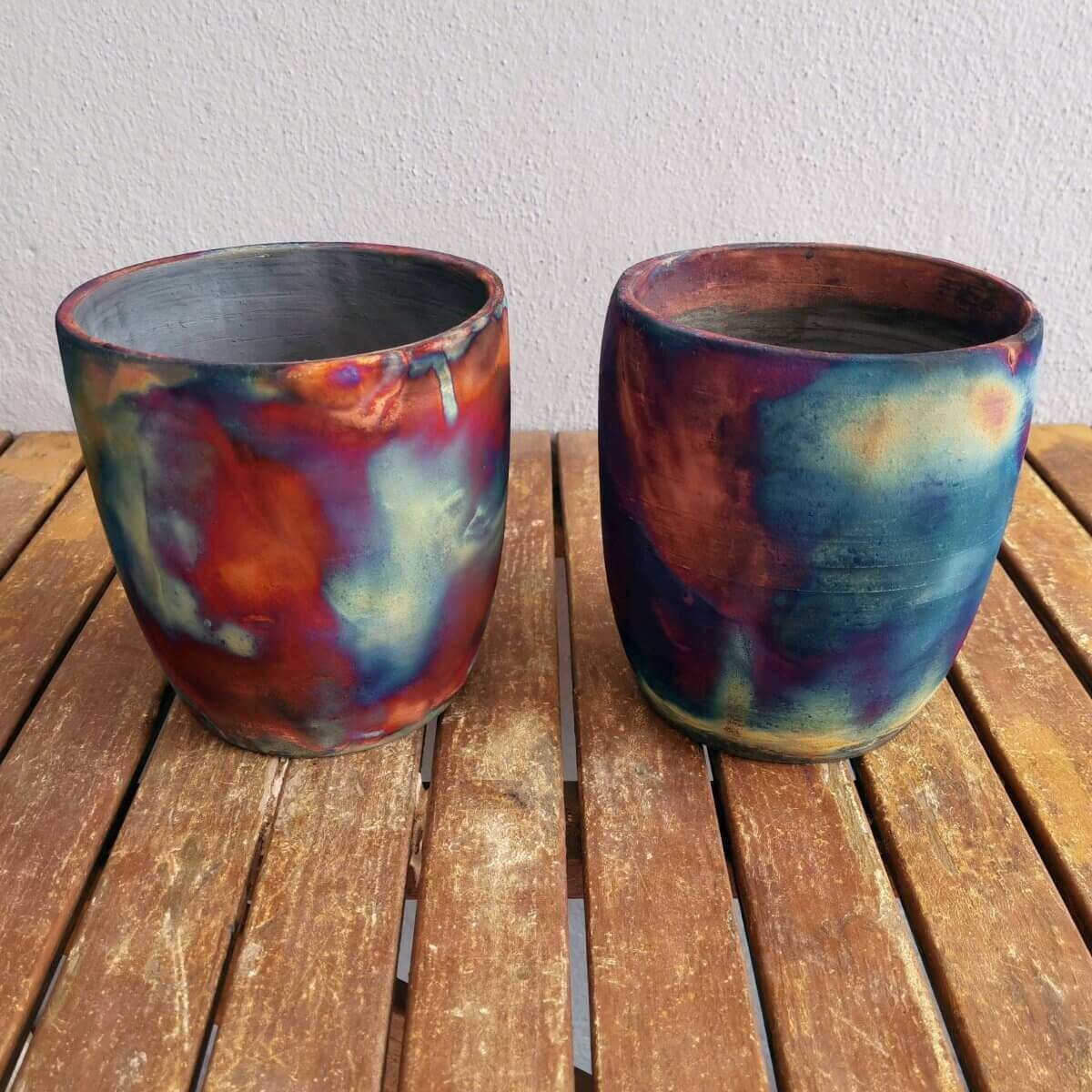 Raku pottery vase ceramic home decor 2 Pack Pottery Pot Seicho - Ceramic Home Decor Raku planter for Indoor plants, cactus, and succulents - handmade gift for her