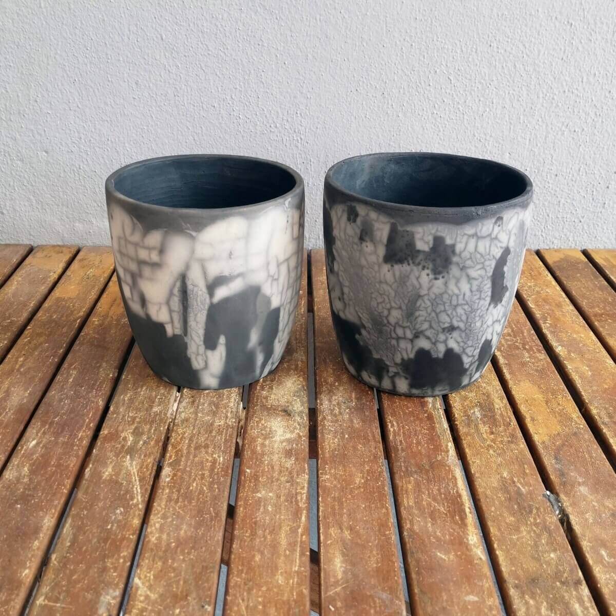 Raku pottery vase ceramic home decor 2 Pack Pottery Pot Seicho - Ceramic Home Decor Raku planter for Indoor plants, cactus, and succulents - handmade gift for her