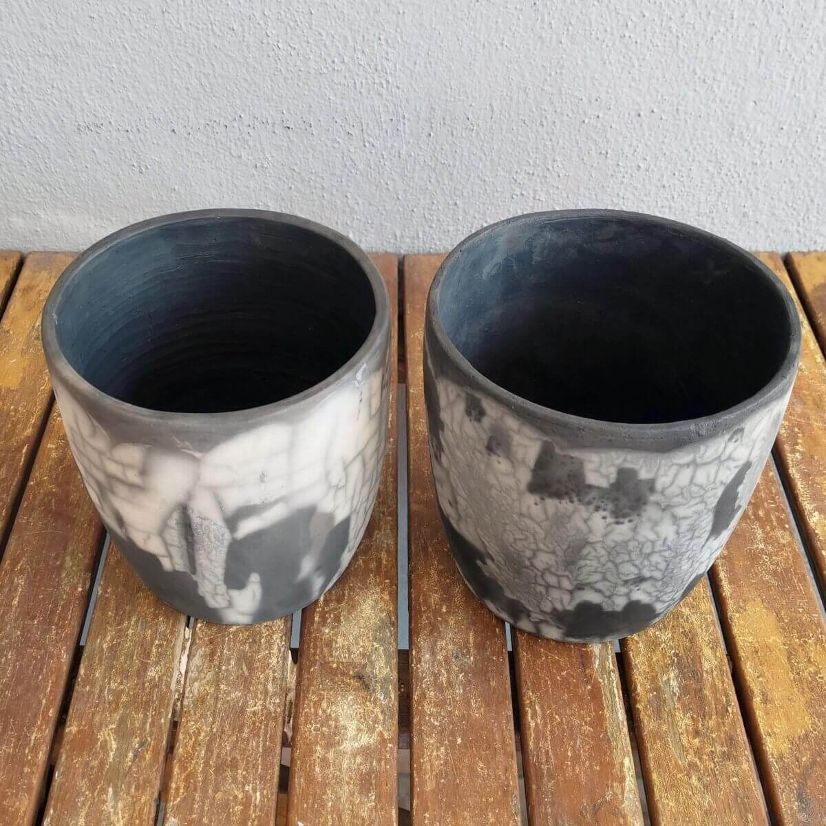 Raku pottery vase ceramic home decor 2 Pack Pottery Pot Seicho - Ceramic Home Decor Raku planter for Indoor plants, cactus, and succulents - handmade gift for her