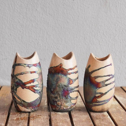 Raku pottery vase ceramic home decor 3 Pack Koi Ceramic Raku Vase - RAAQUU Basics handmade pottery home decor