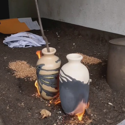 Koban Ceramic Raku Pottery Vase with Water Tube