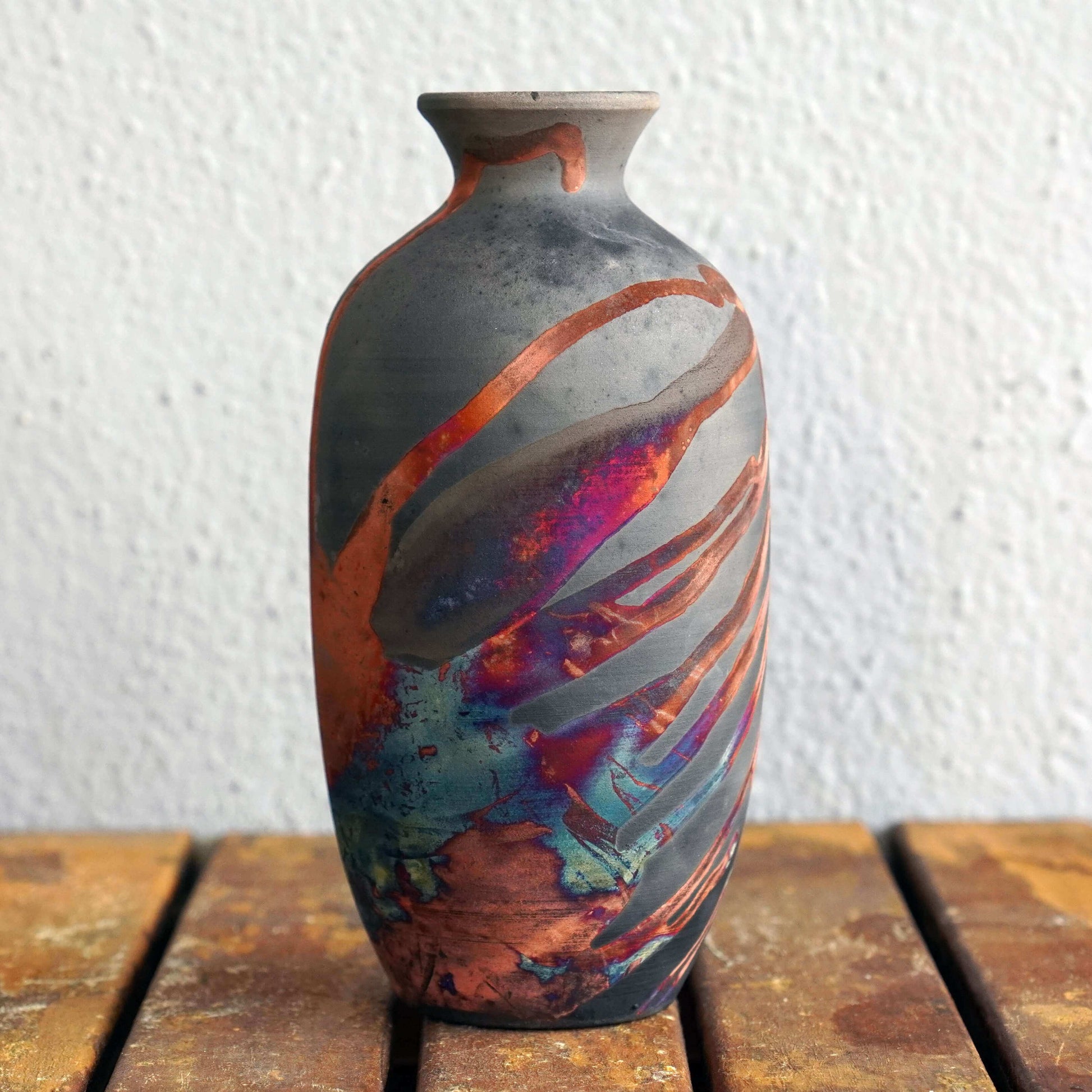 Koban Ceramic Raku Pottery Vase with Water Tube Unique Handmade ceramic pottery raku vases, urns, and home decor, sculptures, wall decor, gifts by Adil Ghani