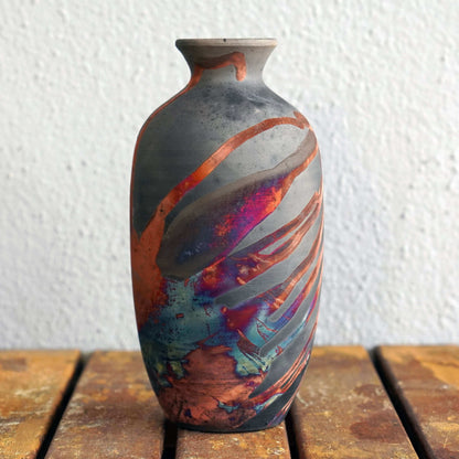 Koban Ceramic Raku Pottery Vase with Water Tube Unique Handmade ceramic pottery raku vases, urns, and home decor, sculptures, wall decor, gifts by Adil Ghani