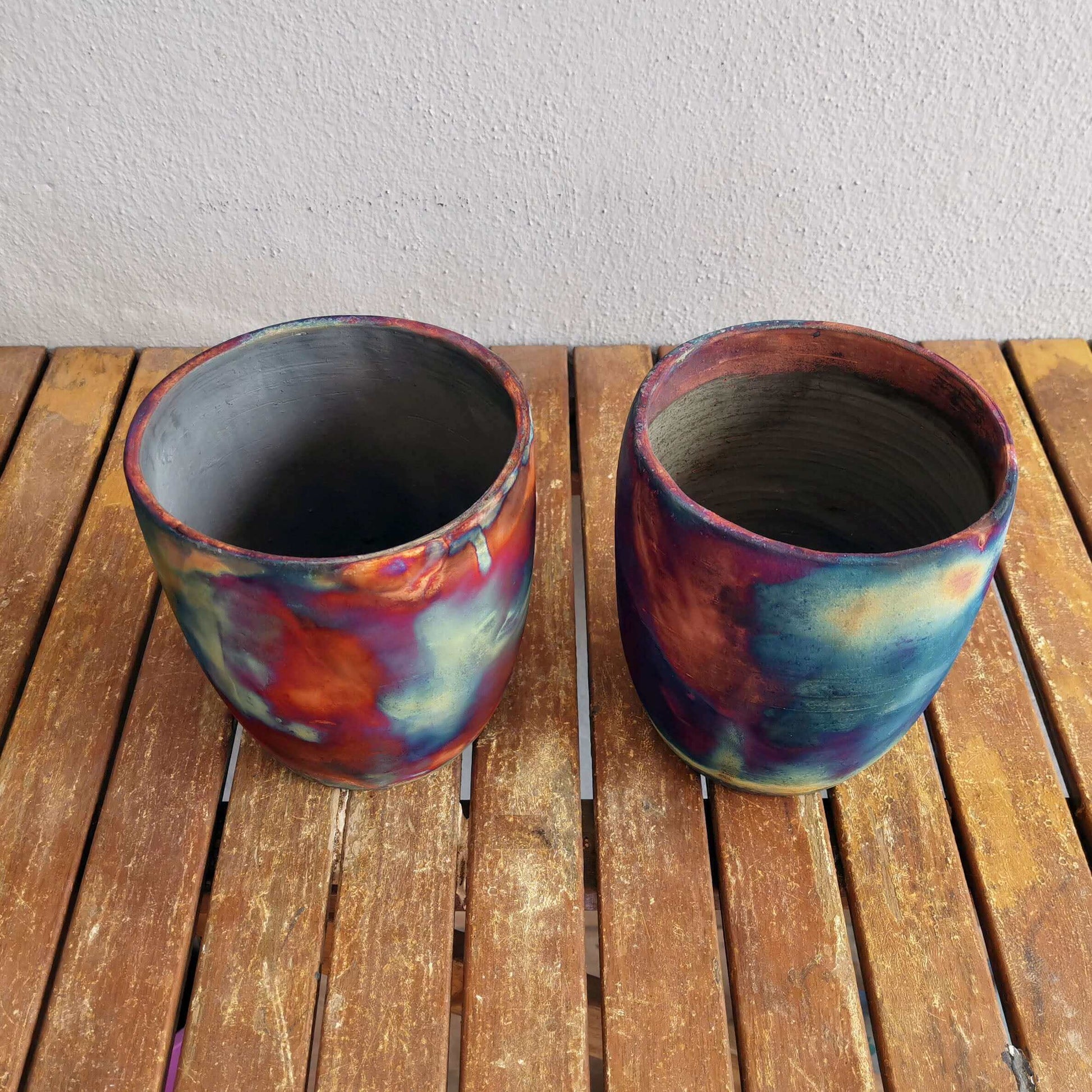 2 Pack Pottery Pot Seicho Ceramic Raku planter pots Unique Handmade ceramic pottery raku vases, urns, and home decor, sculptures, wall decor, gifts by Adil Ghani
