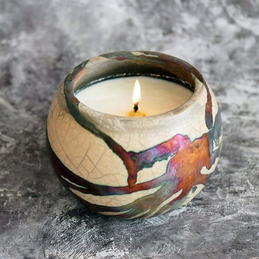 Akari Raku Refillable 1 Large Scented Soy Wax Candles - RAAQUU Basics handmade pottery home decor - RAAQUU