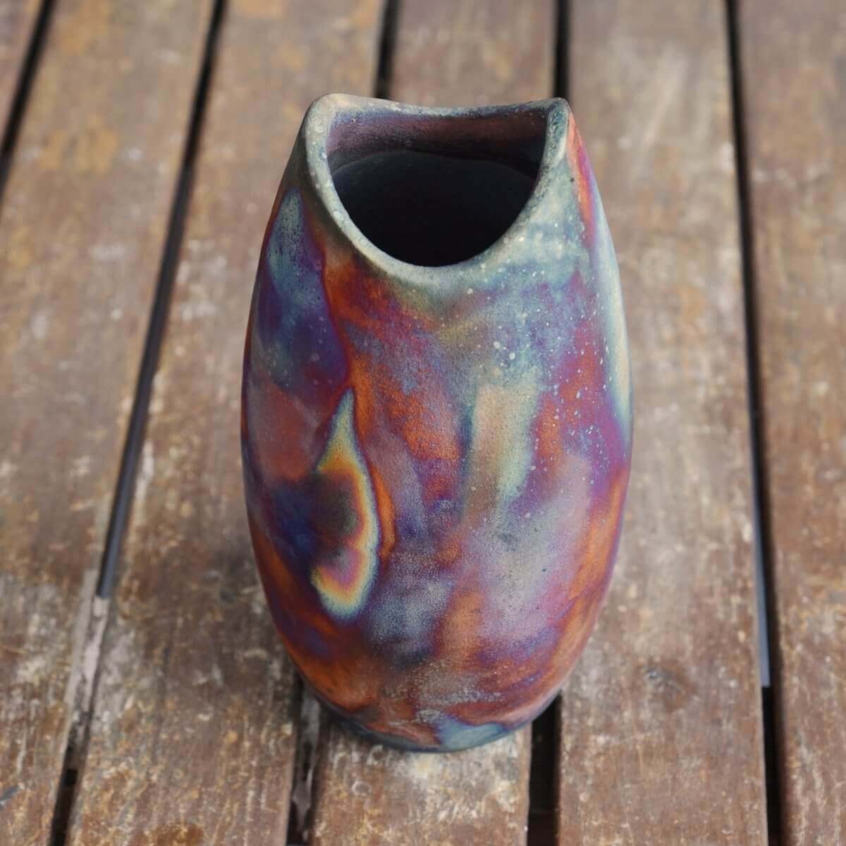 Raku Pottery Birthday Gift Set - Keihatsu, Koi, Koban Unique Handmade ceramic pottery raku vases, urns, and home decor, sculptures, wall decor, gifts by Adil Ghani