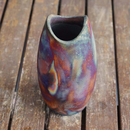 Raku Pottery Birthday Gift Set - Keihatsu, Koi, Koban Unique Handmade ceramic pottery raku vases, urns, and home decor, sculptures, wall decor, gifts by Adil Ghani