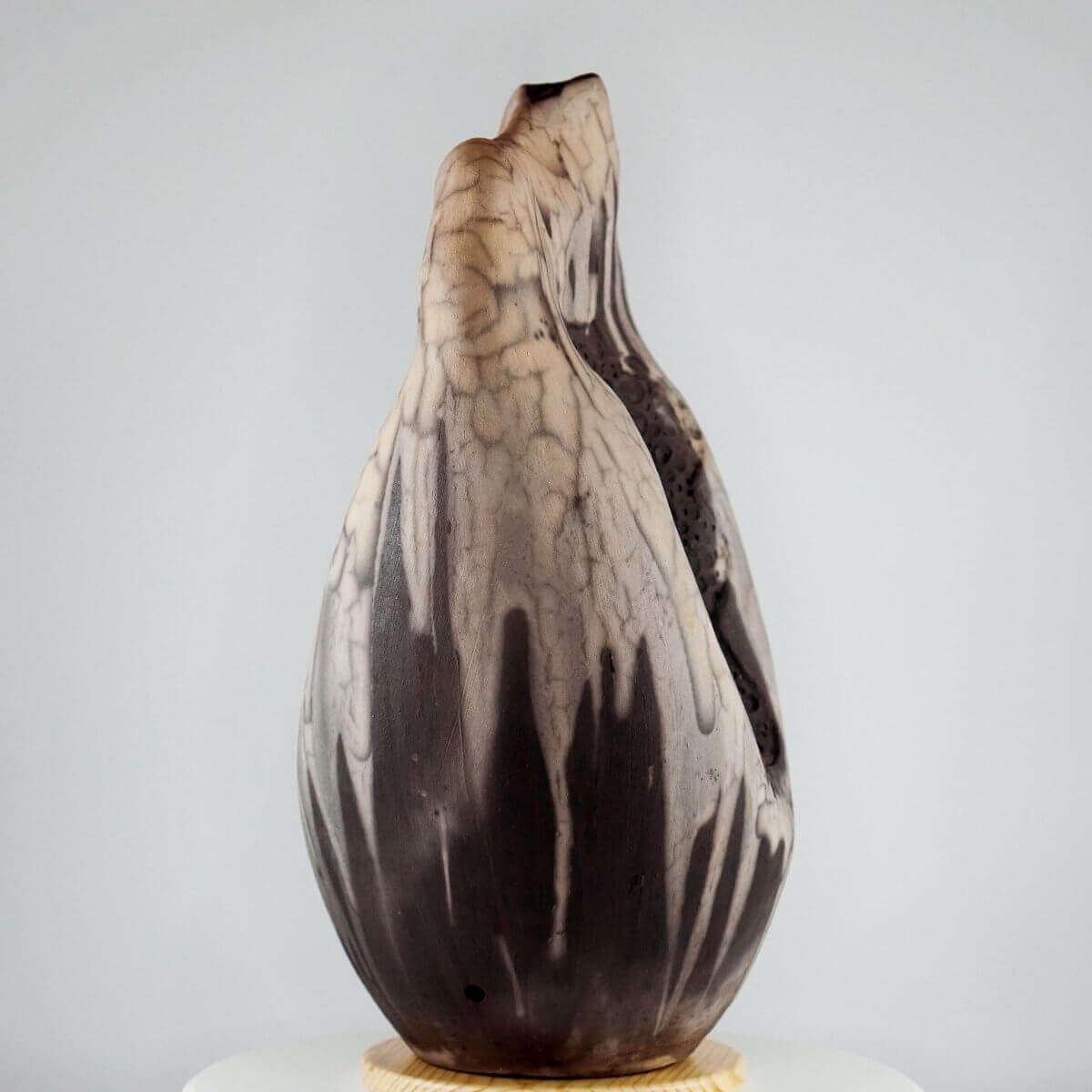 RAAQUU Confinement Series No. 1 - Signature Series Ceramic Sculpture 12.5" Raku Fired Pottery Fine Art Unique Handmade ceramic pottery raku vases, urns, and home decor, sculptures, wall decor, gifts by Adil Ghani
