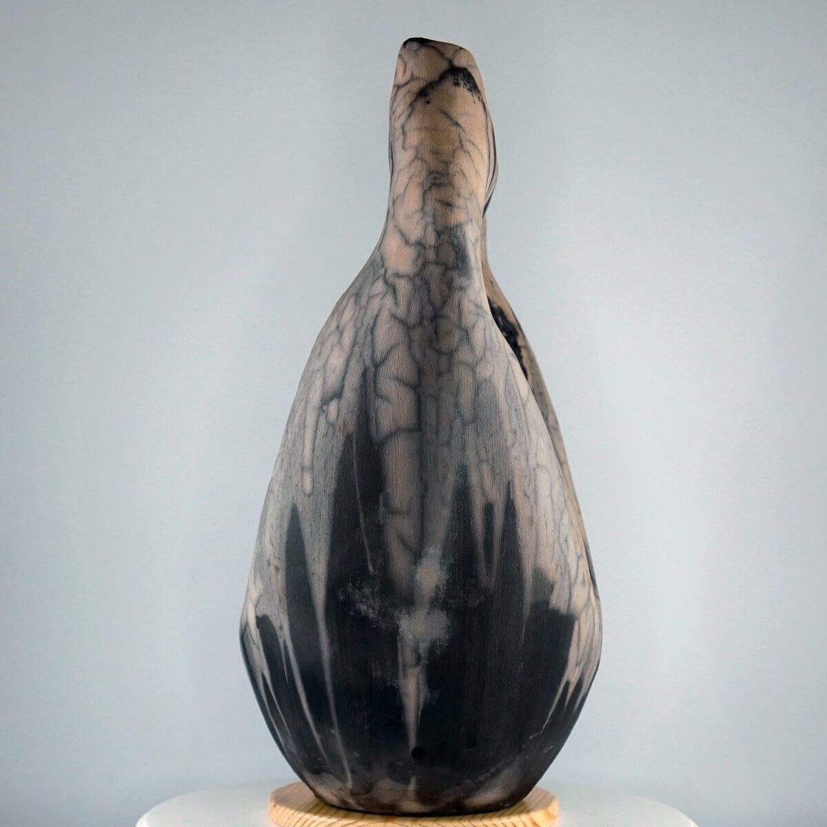 RAAQUU Confinement Series No. 1 - Signature Series Ceramic Sculpture 12.5" Raku Fired Pottery Fine Art Unique Handmade ceramic pottery raku vases, urns, and home decor, sculptures, wall decor, gifts by Adil Ghani
