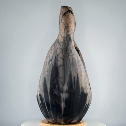 RAAQUU Confinement Series No. 1 - Signature Series Ceramic Sculpture 12.5" Raku Fired Pottery Fine Art Unique Handmade ceramic pottery raku vases, urns, and home decor, sculptures, wall decor, gifts by Adil Ghani