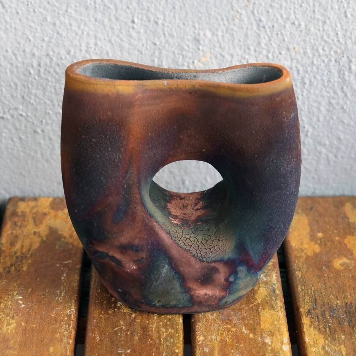 Raku pottery vase ceramic home decor