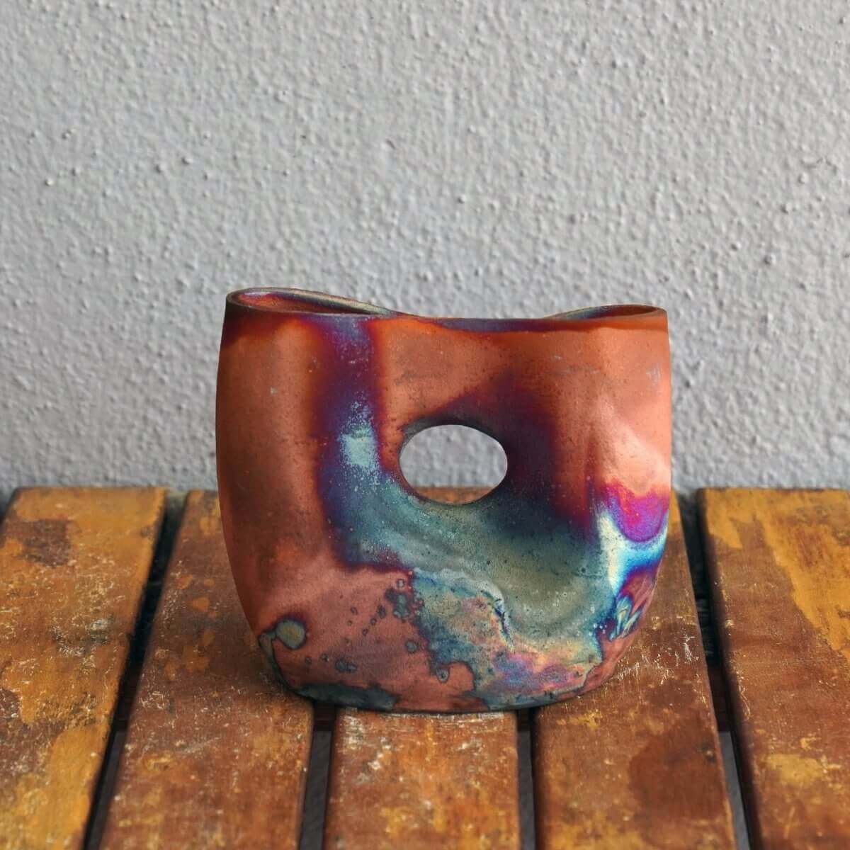 Raku pottery vase ceramic home decor