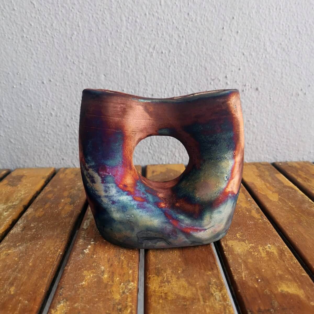 Raku pottery vase ceramic home decor