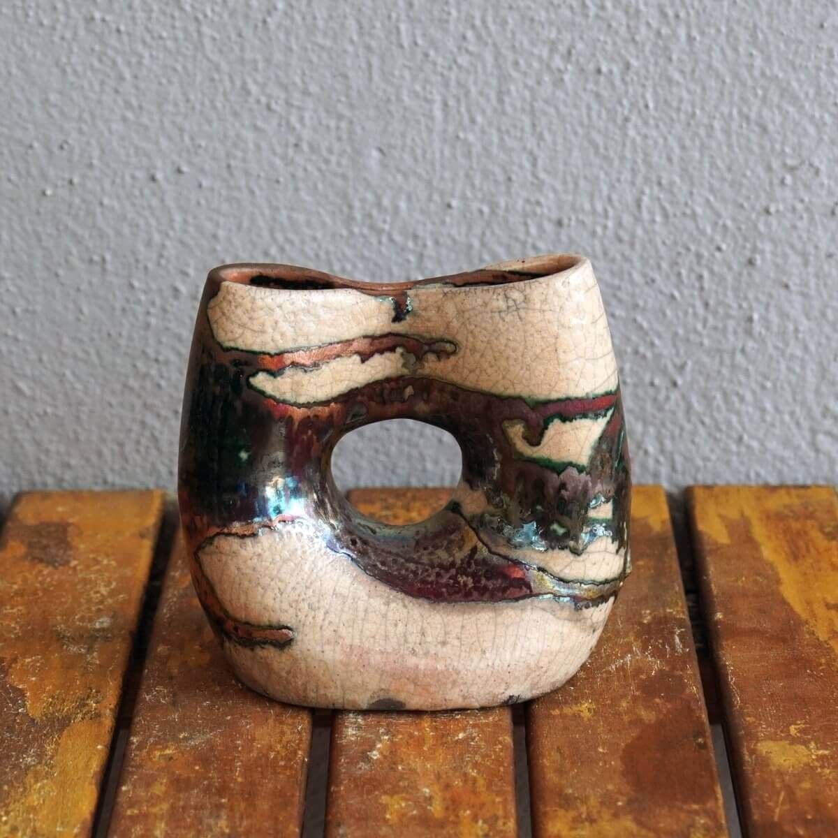 Raku pottery vase ceramic home decor