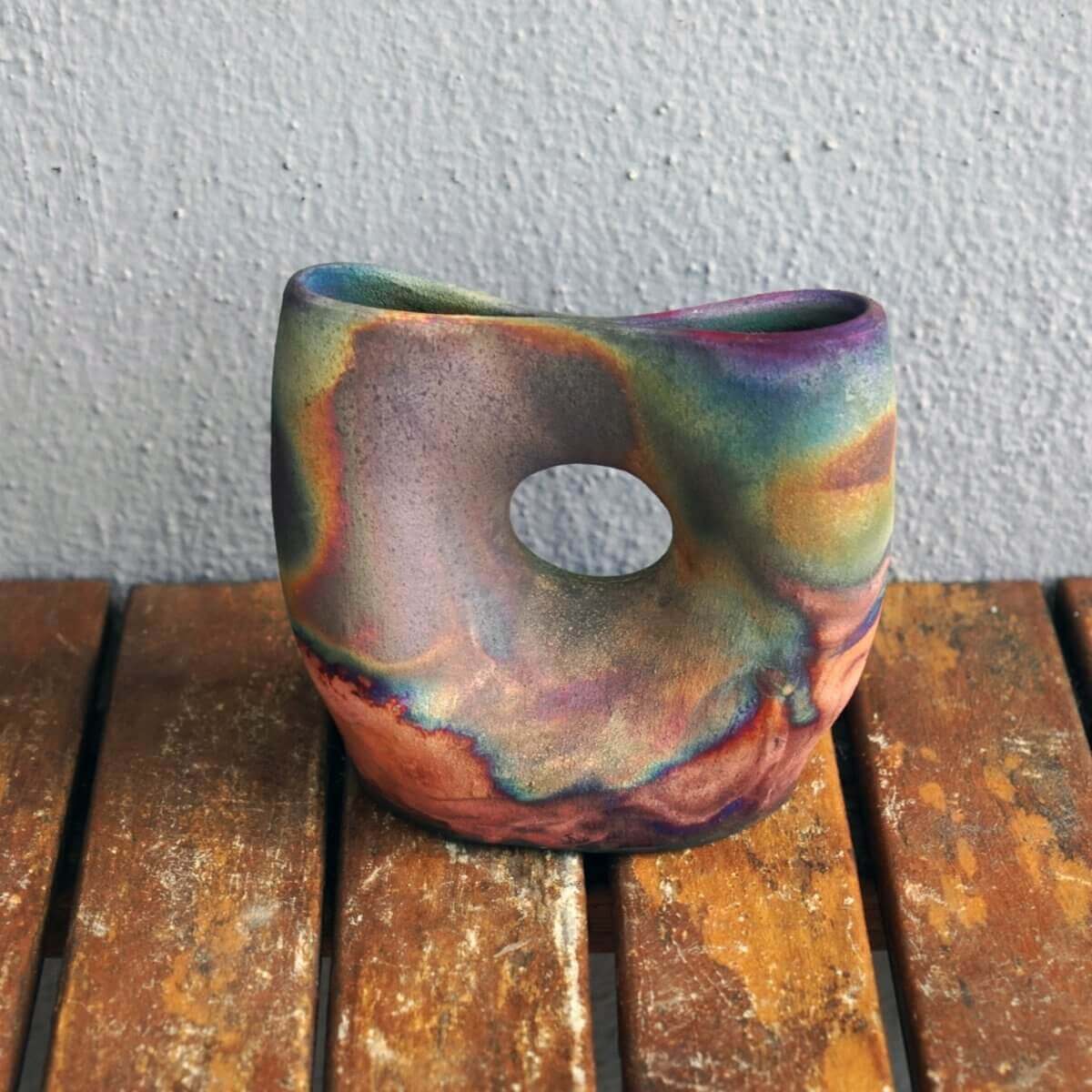 Raku pottery vase ceramic home decor