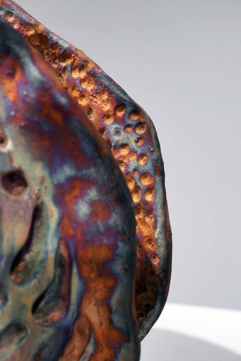 Emotion - life magnified collection raku ceramic pottery sculpture by Adil Ghani Unique Handmade ceramic pottery raku vases, urns, and home decor, sculptures, wall decor, gifts by Adil Ghani