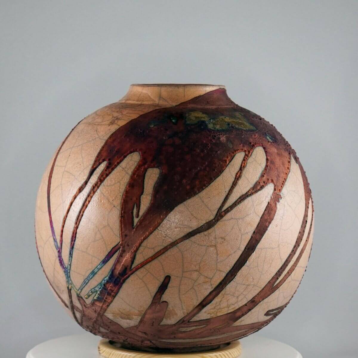 すべて半額 RAAQUU Raku Pottery 10 Ceramic Globe Vase in Half Copper Matte S  花瓶、花器 - LITTLEHEROESDENTISTRY