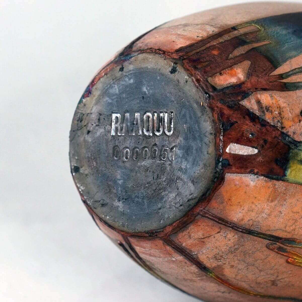 Raku pottery vase ceramic home decor RAAQUU Large Oval Ceramic Vase Half Copper Matte S/N0000051 12.5" Raku Pottery