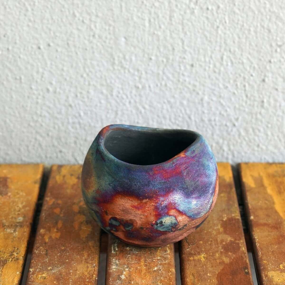 Raku pottery vase ceramic home decor