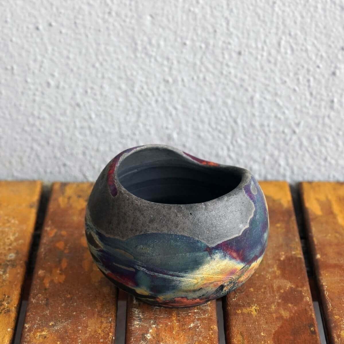 Raku pottery vase ceramic home decor