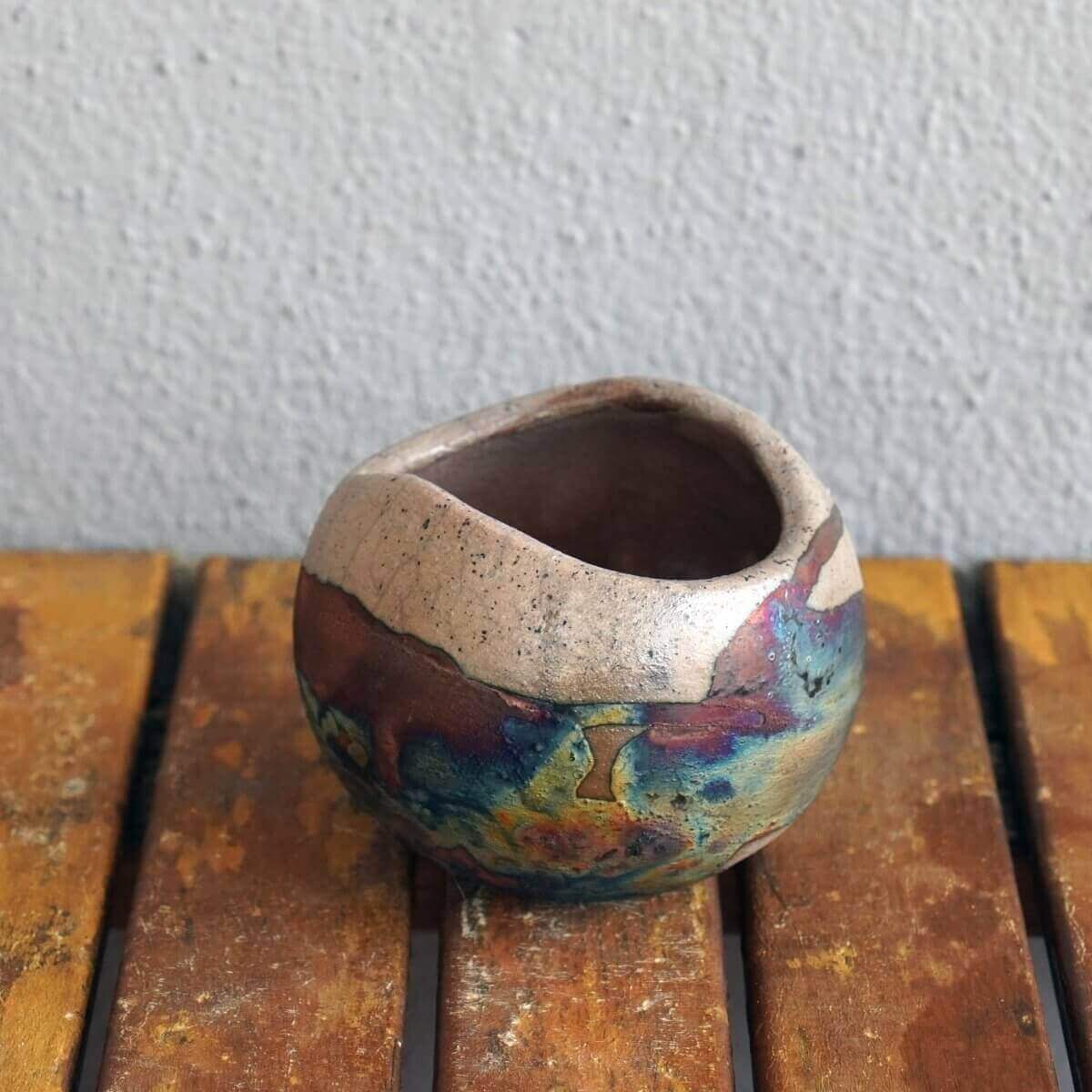 Raku pottery vase ceramic home decor