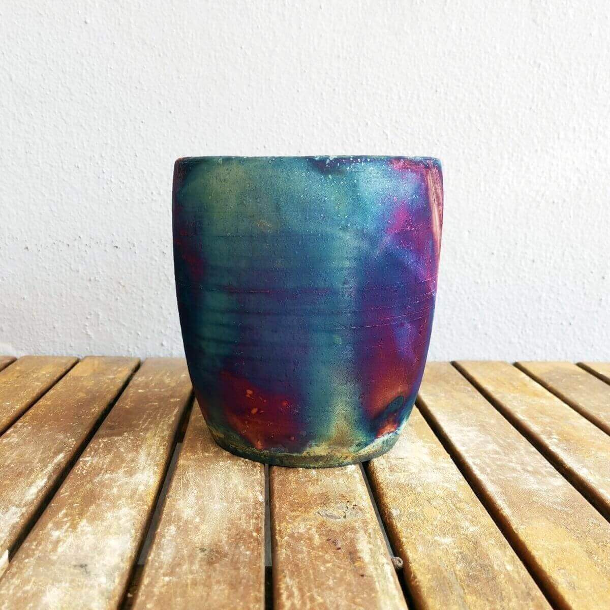 Raku pottery vase ceramic home decor
