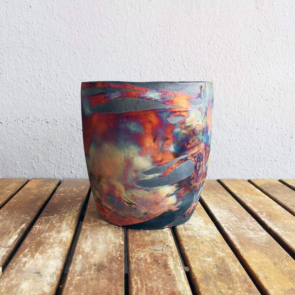Raku pottery vase ceramic home decor