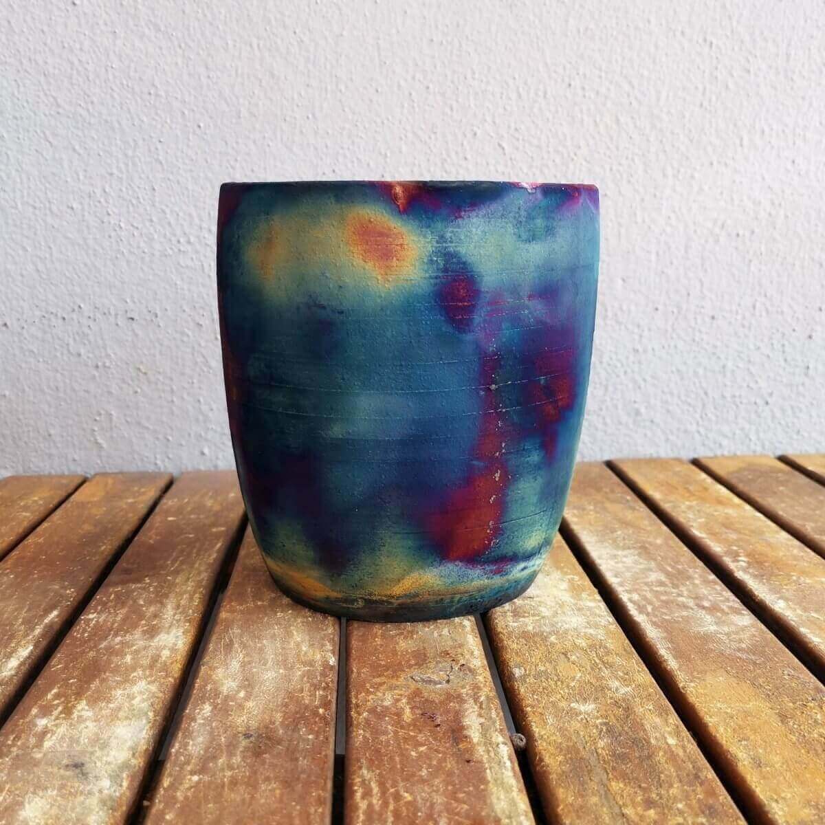 Raku pottery vase ceramic home decor