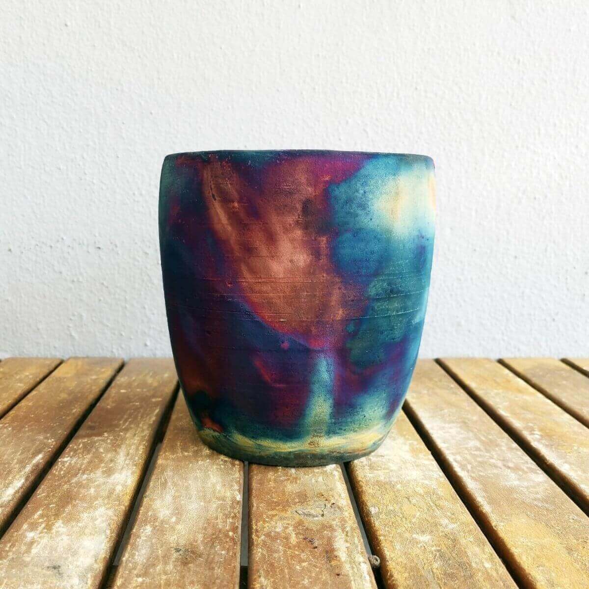 Raku pottery vase ceramic home decor