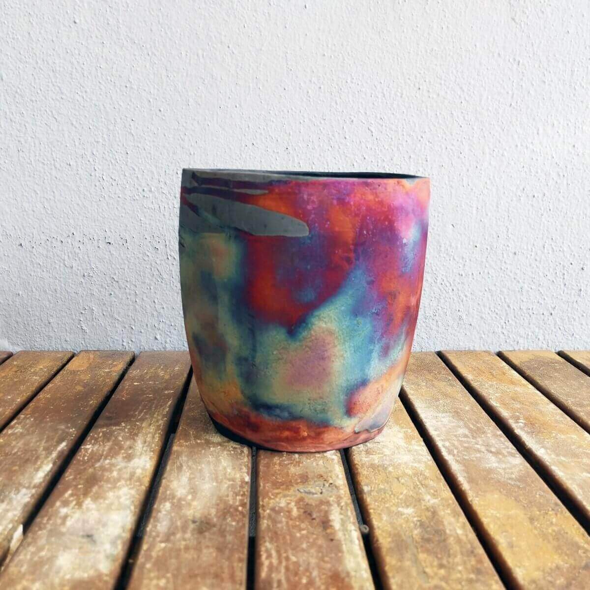 Raku pottery vase ceramic home decor