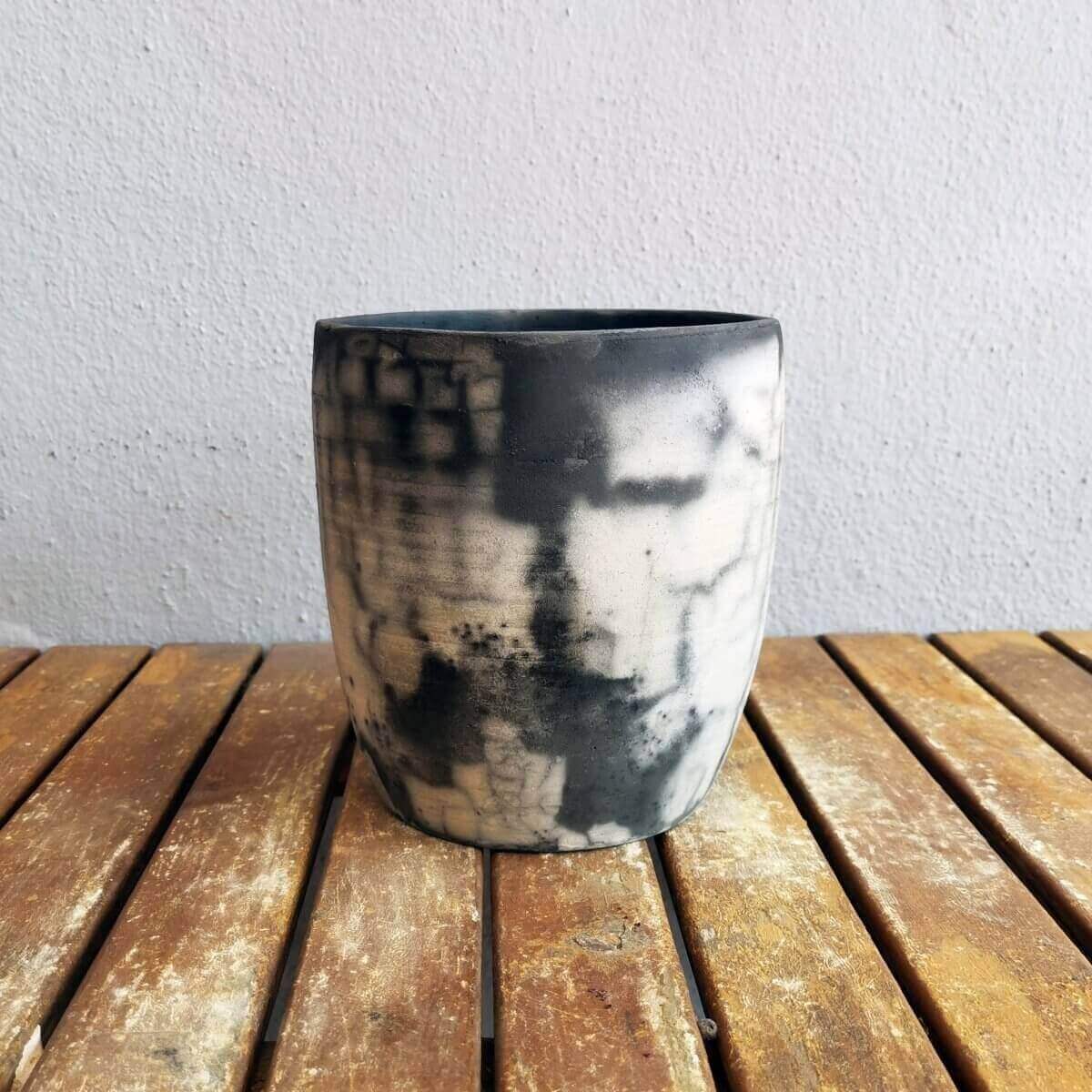 Raku pottery vase ceramic home decor
