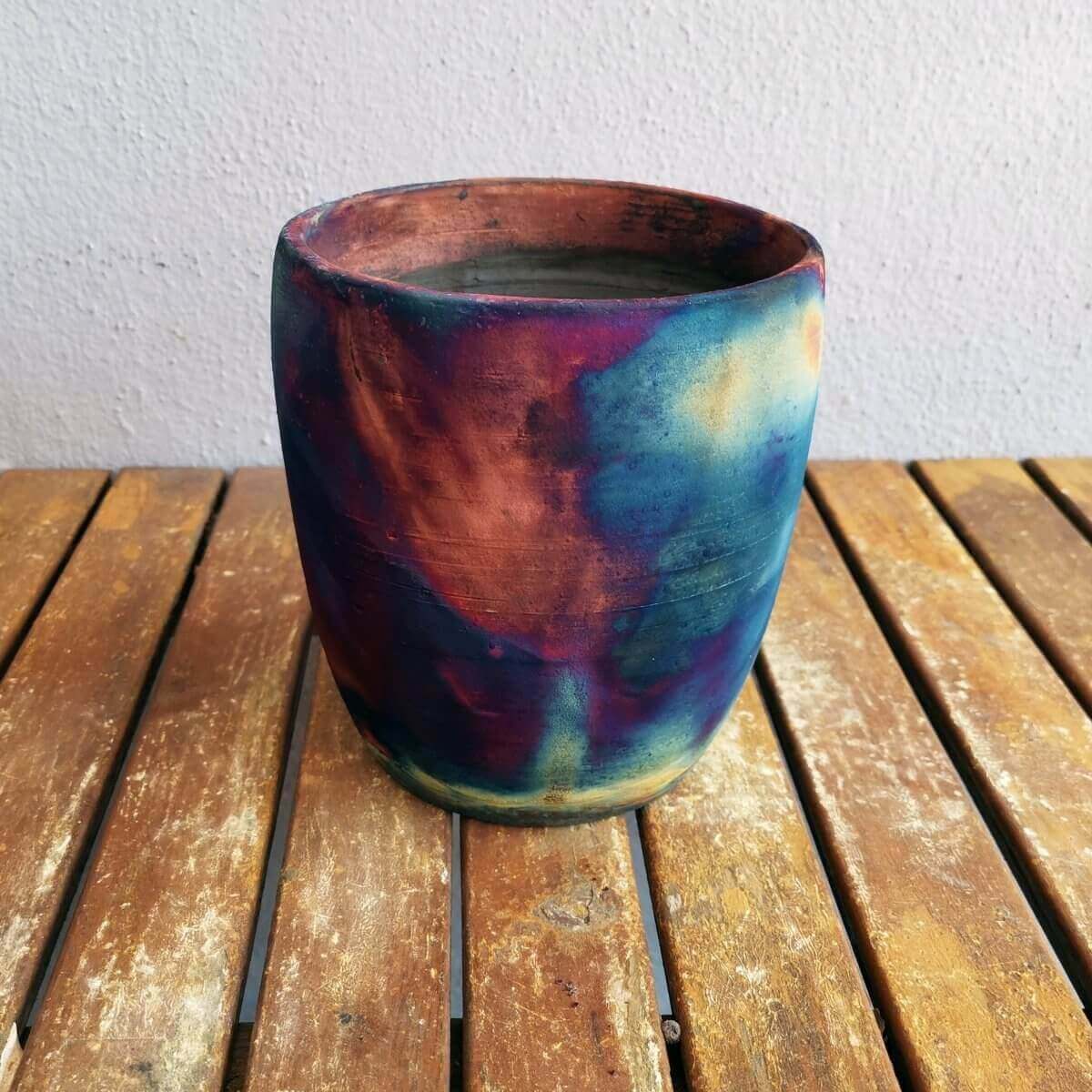 Raku pottery vase ceramic home decor
