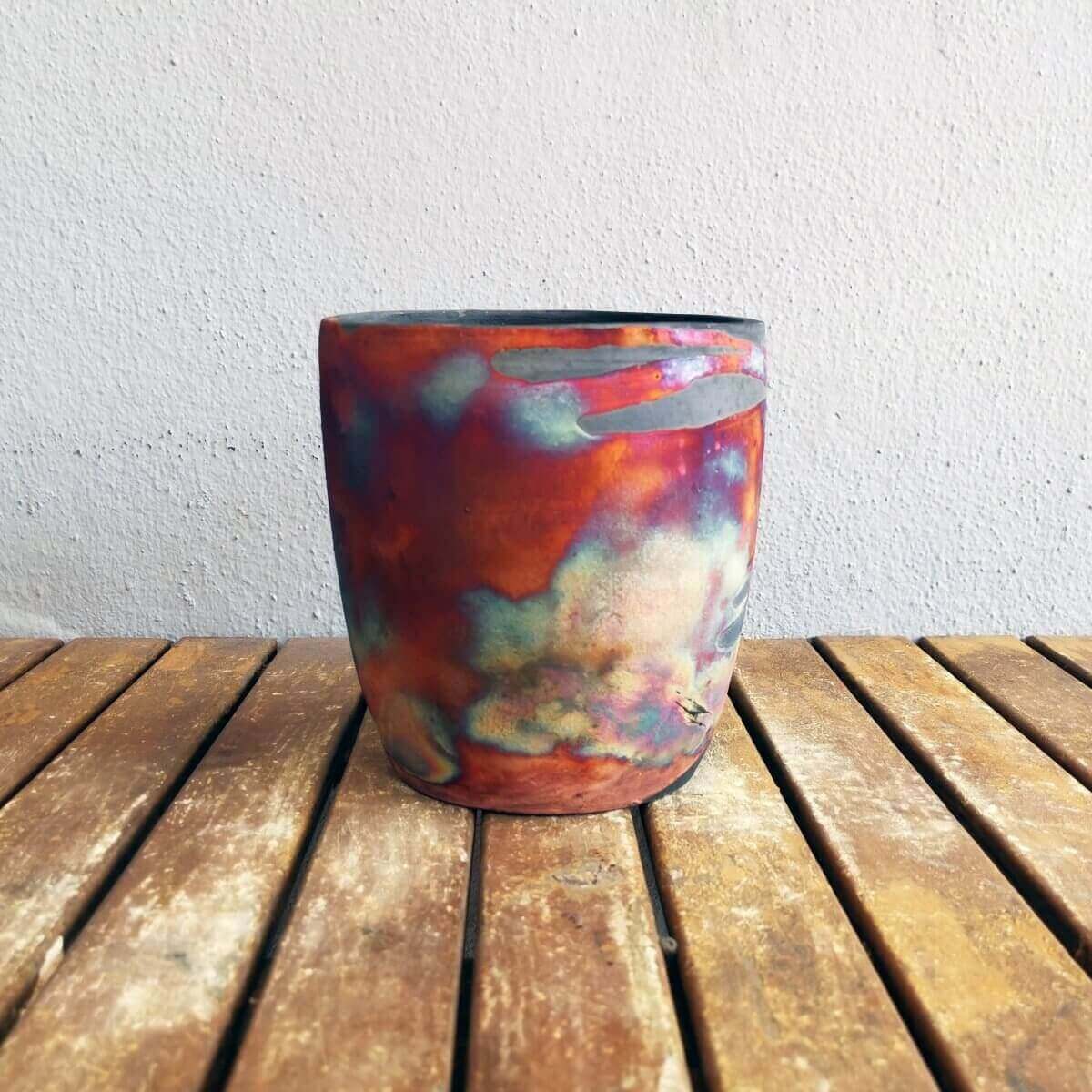 Raku pottery vase ceramic home decor