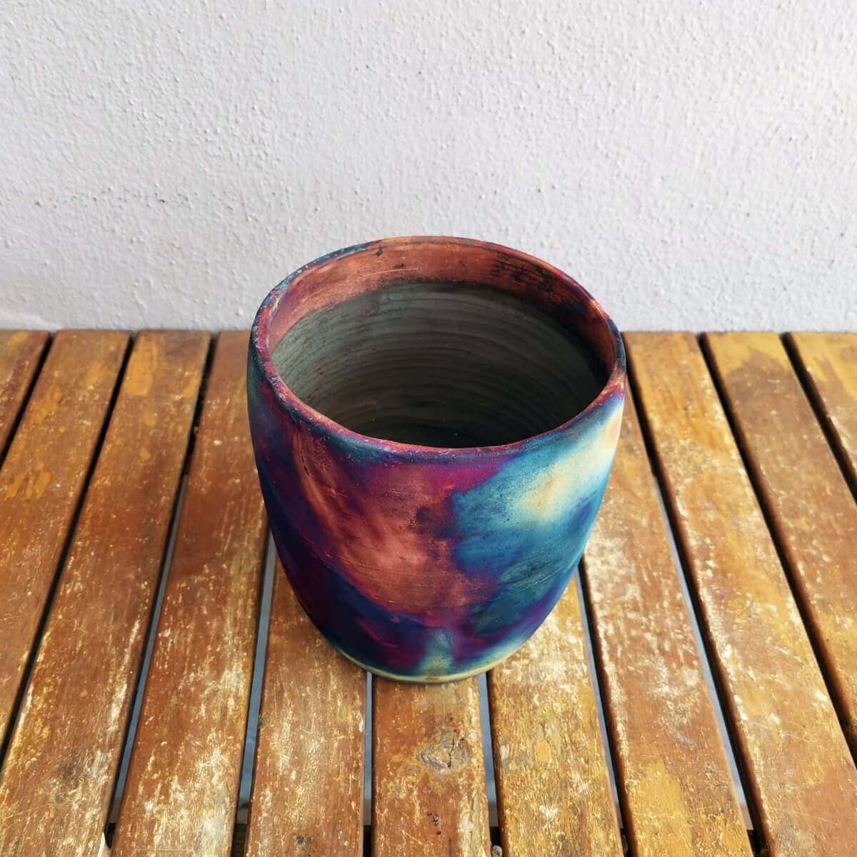 Raku pottery vase ceramic home decor