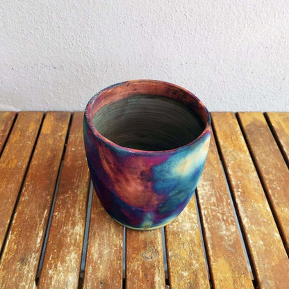 Raku pottery vase ceramic home decor