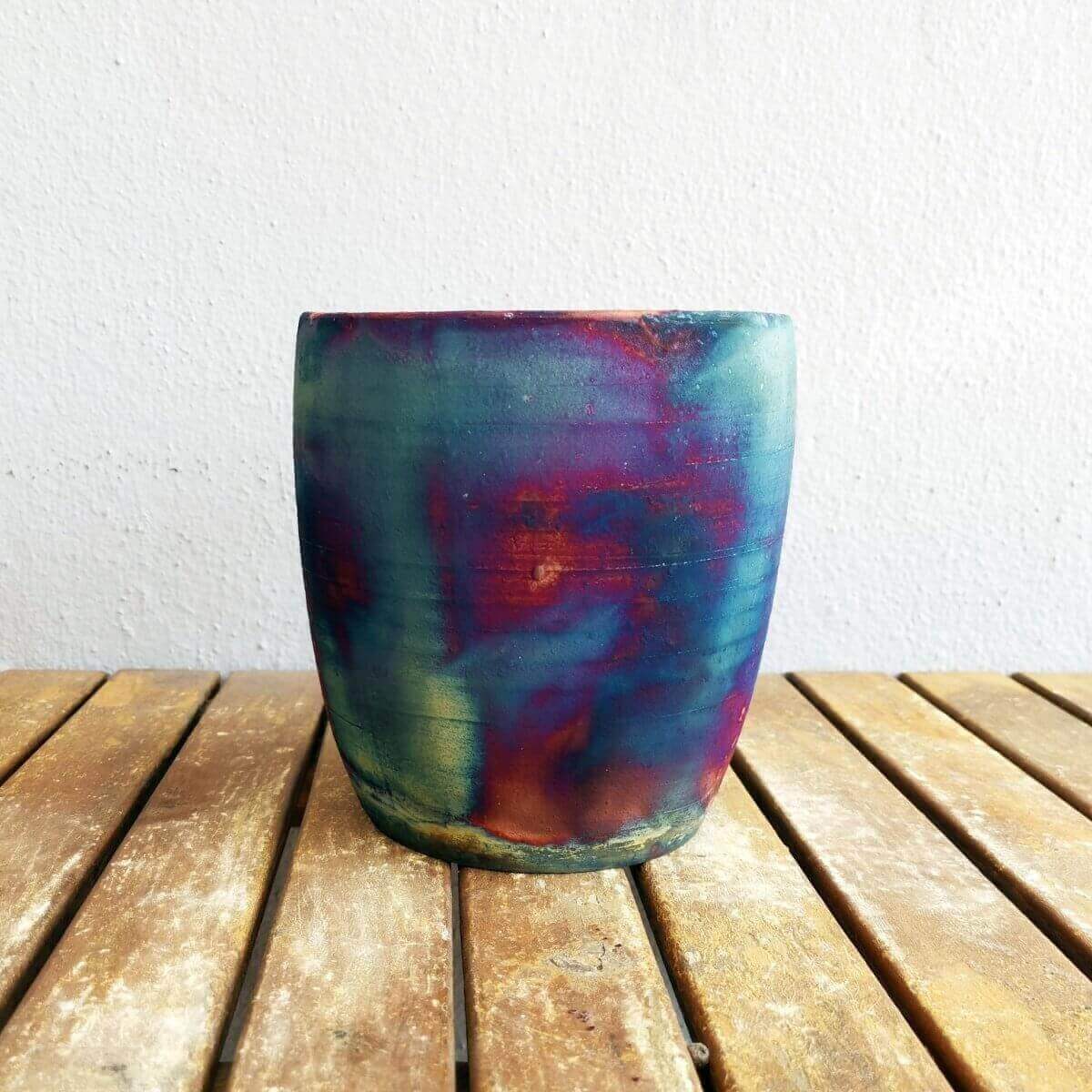 Raku pottery vase ceramic home decor