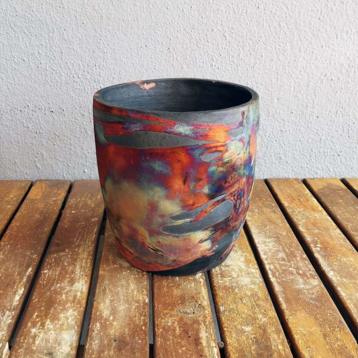 Raku pottery vase ceramic home decor