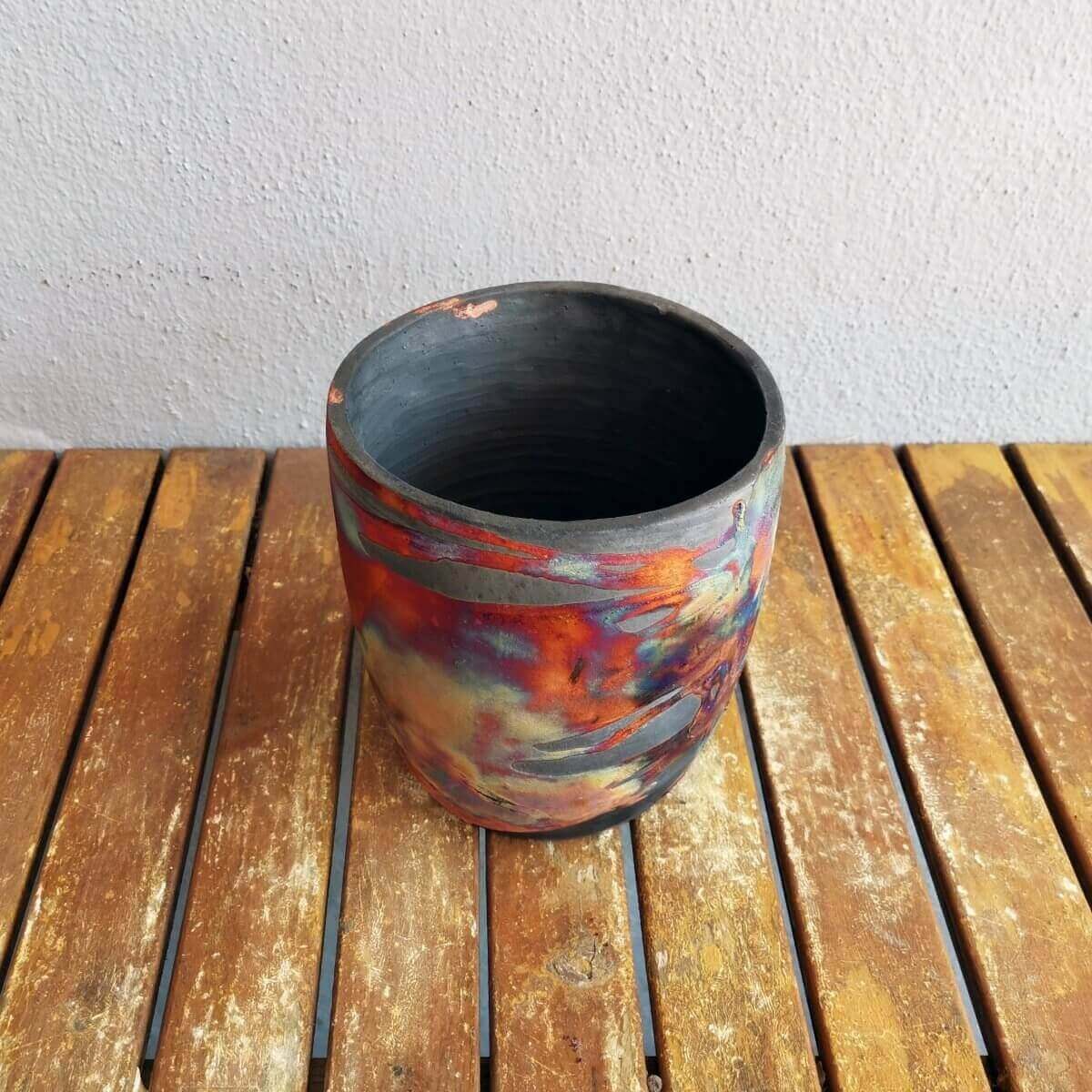 Raku pottery vase ceramic home decor