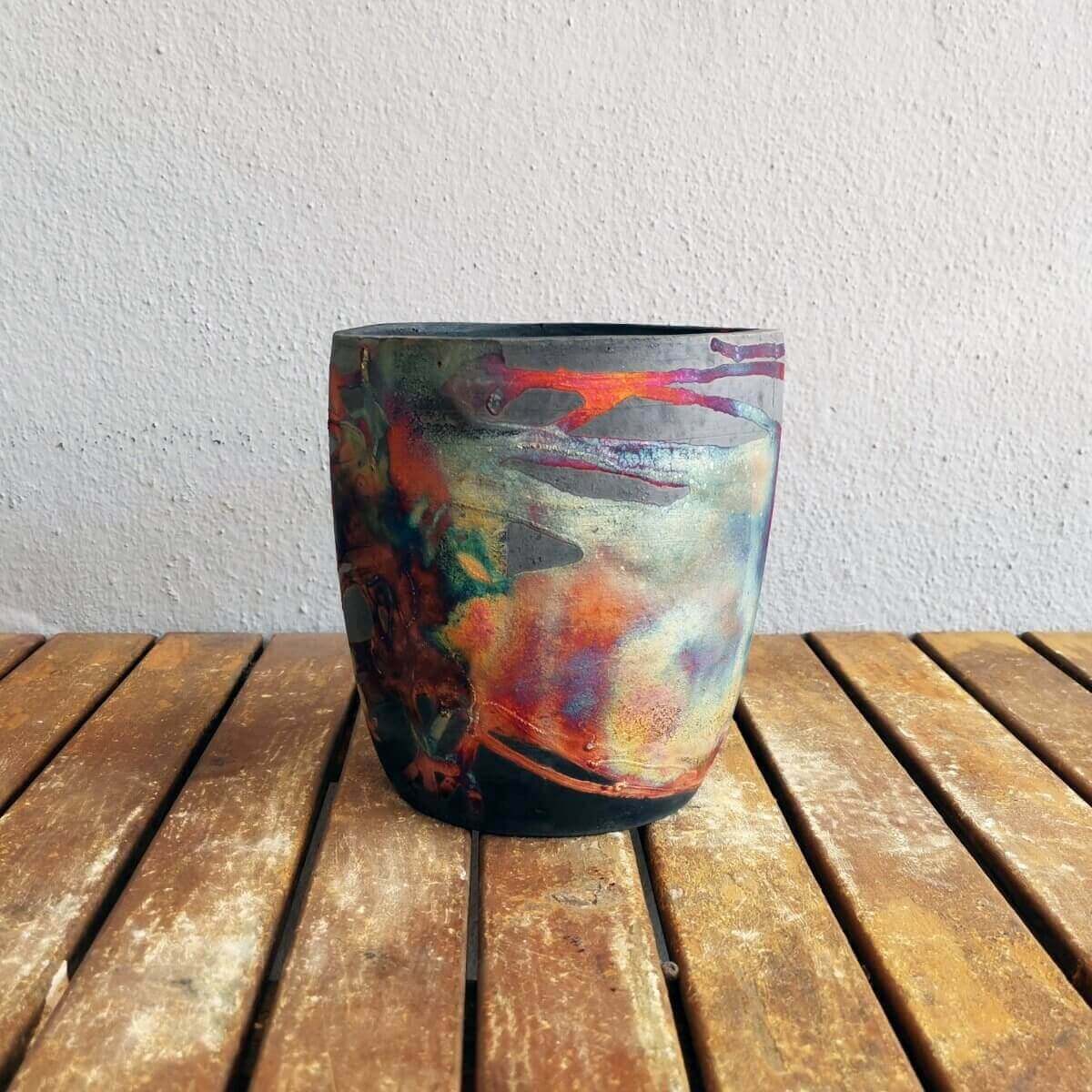 Raku pottery vase ceramic home decor