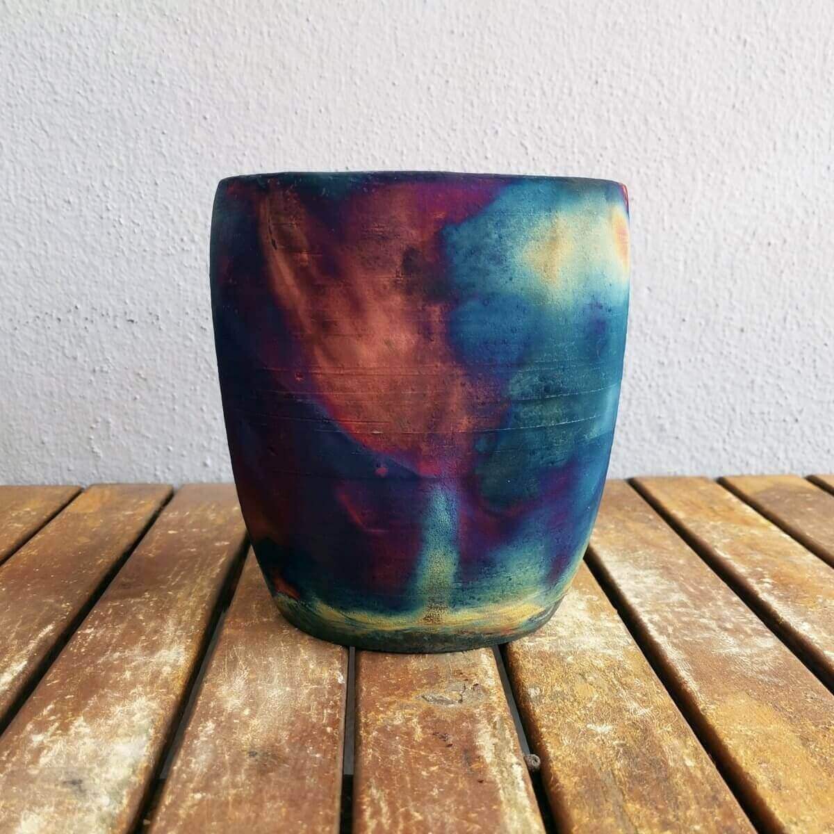 Raku pottery vase ceramic home decor