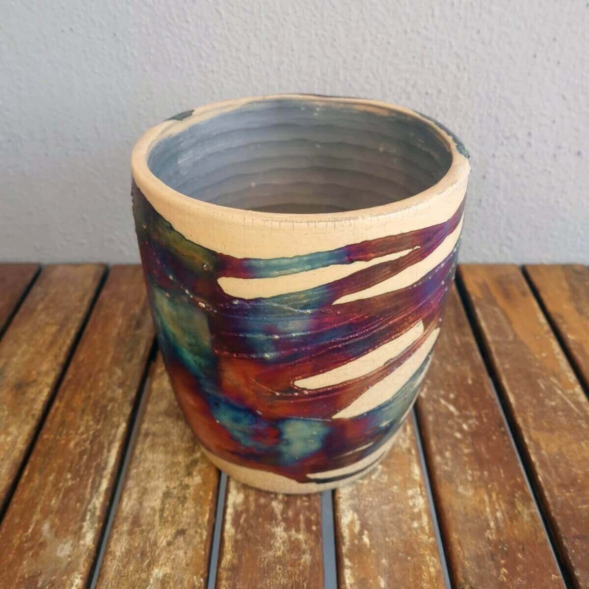 Raku pottery vase ceramic home decor
