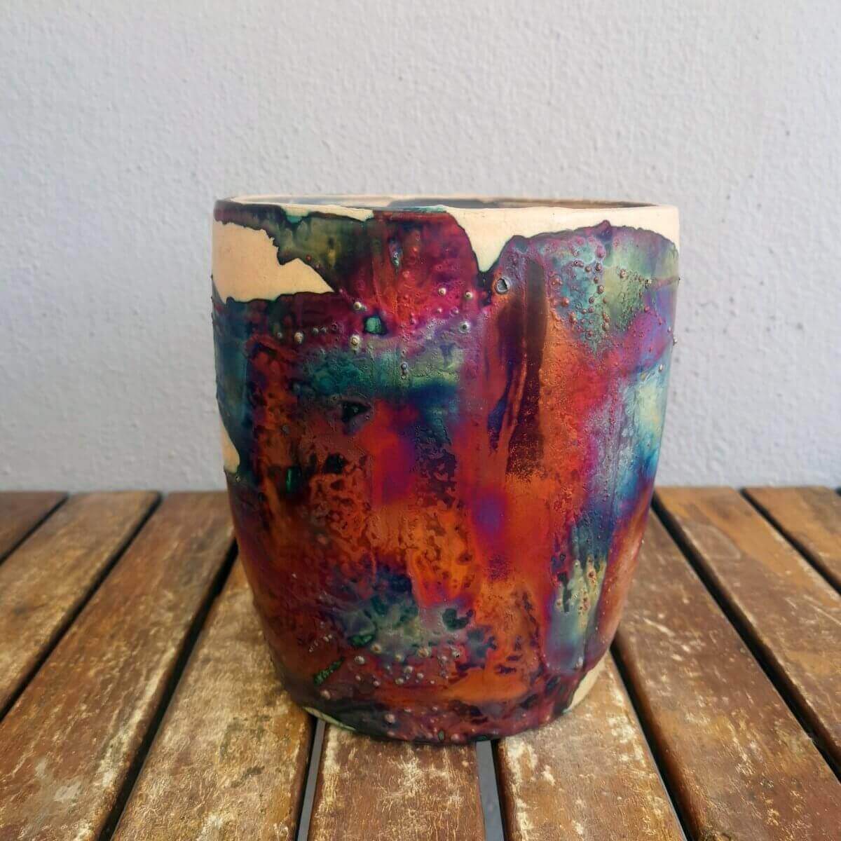 Raku pottery vase ceramic home decor