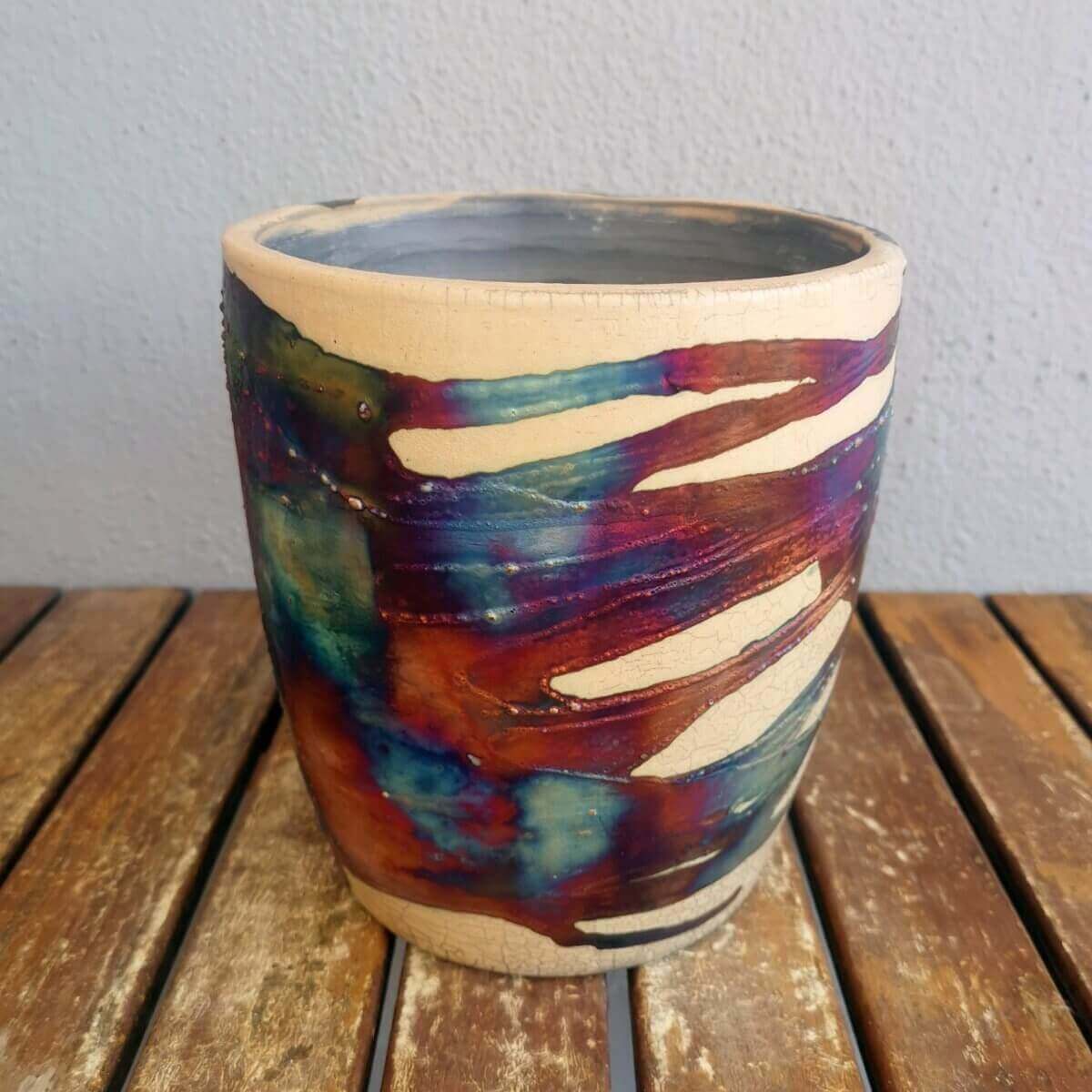 Raku pottery vase ceramic home decor