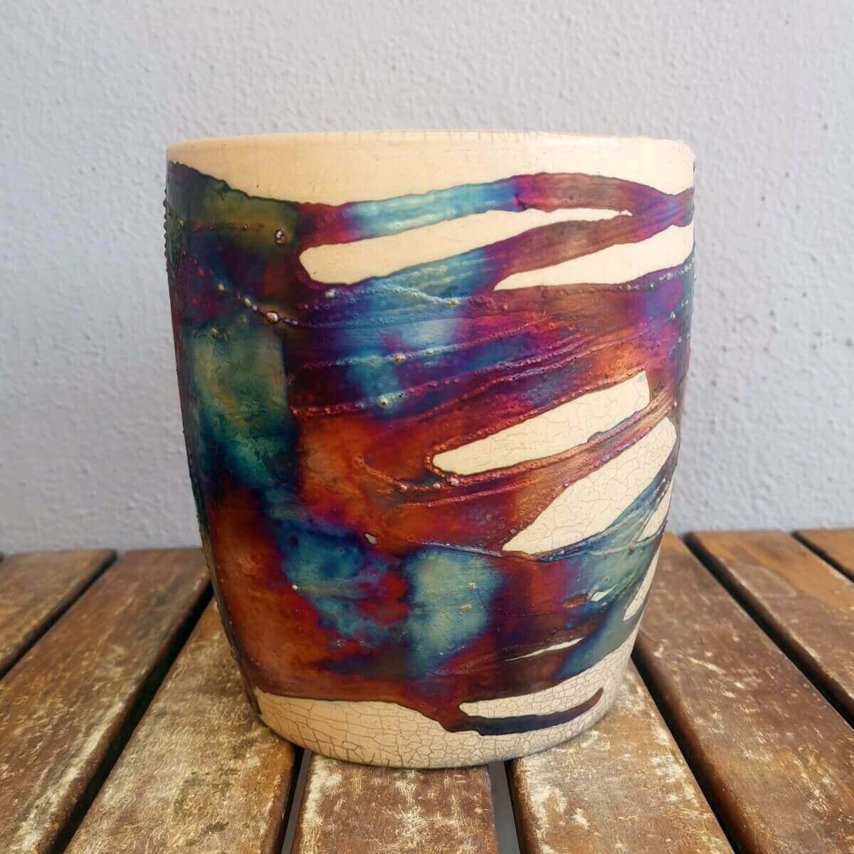 Raku pottery vase ceramic home decor