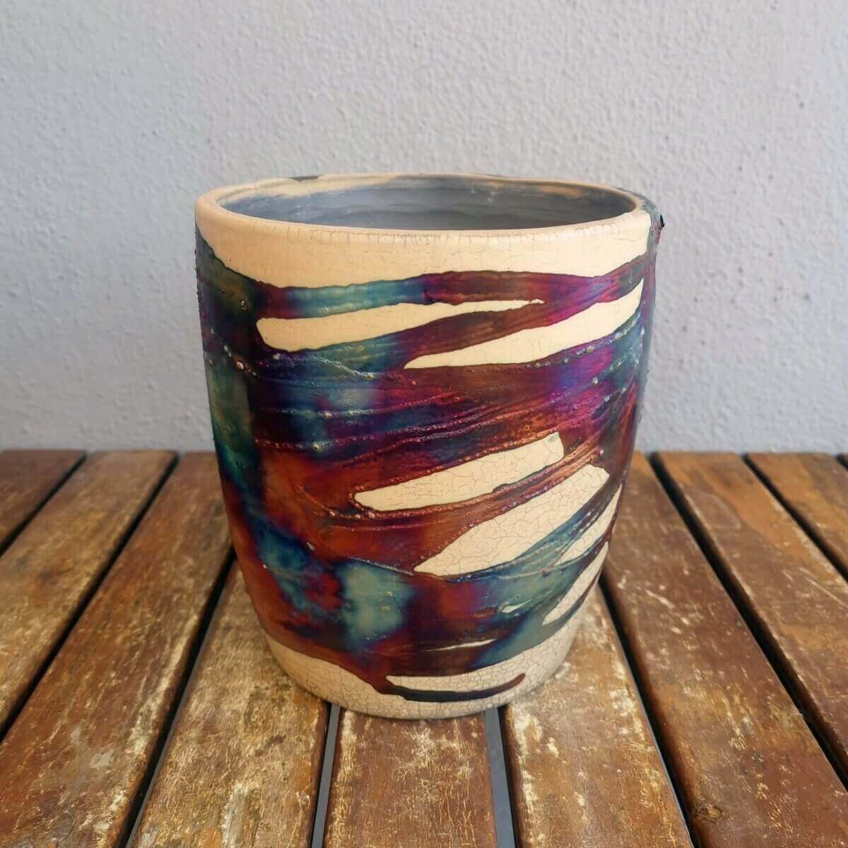 Raku pottery vase ceramic home decor